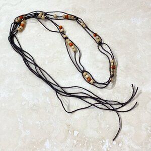 3/10$, Macramé Wood Beaded Waxed Cord Waist Belt